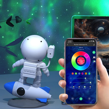 Casora Astronaut Galaxy Projector — smartphone app control with RGB color wheel