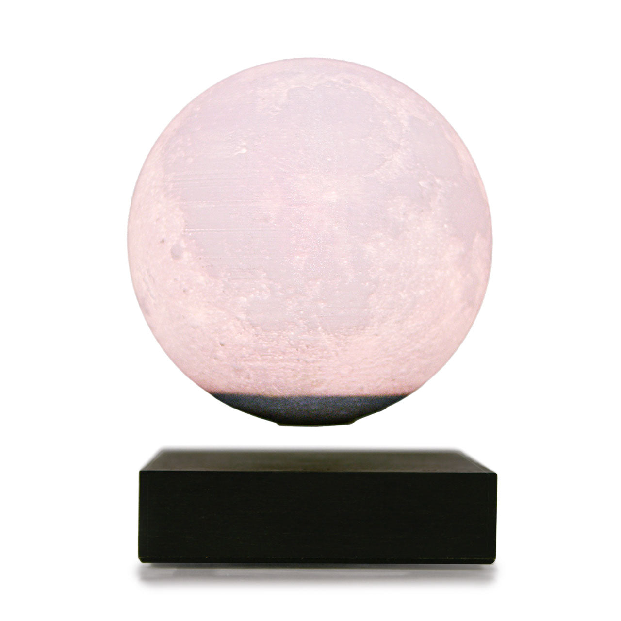 Casora Levitating Moon Lamp - hero shot, magnetic floating moon above walnut base