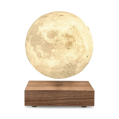 Casora Levitating Moon Lamp - lit angle showing nasa lunar topography texture